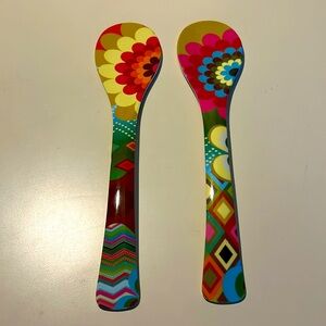 French Bull Flower Melamine Salad serving spoons set of 2